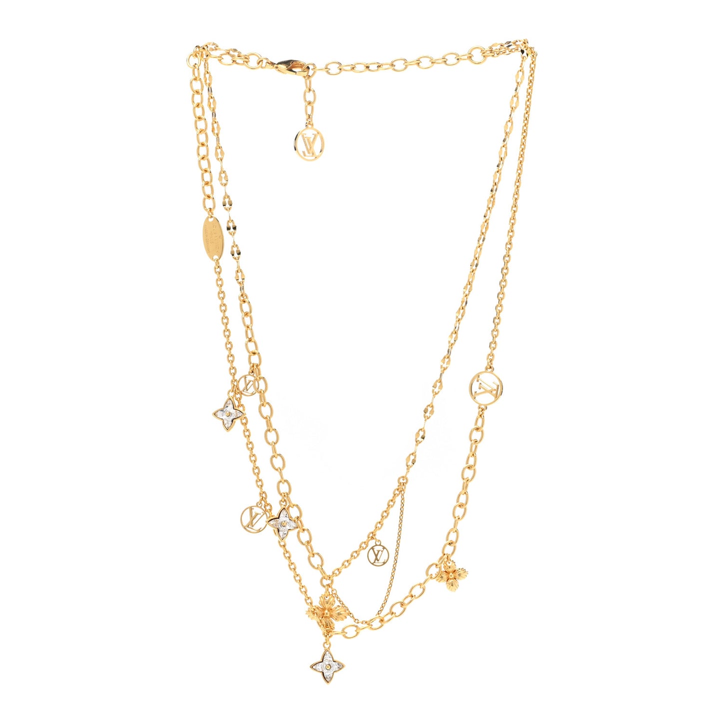 Metal Blooming Strass Necklace Gold