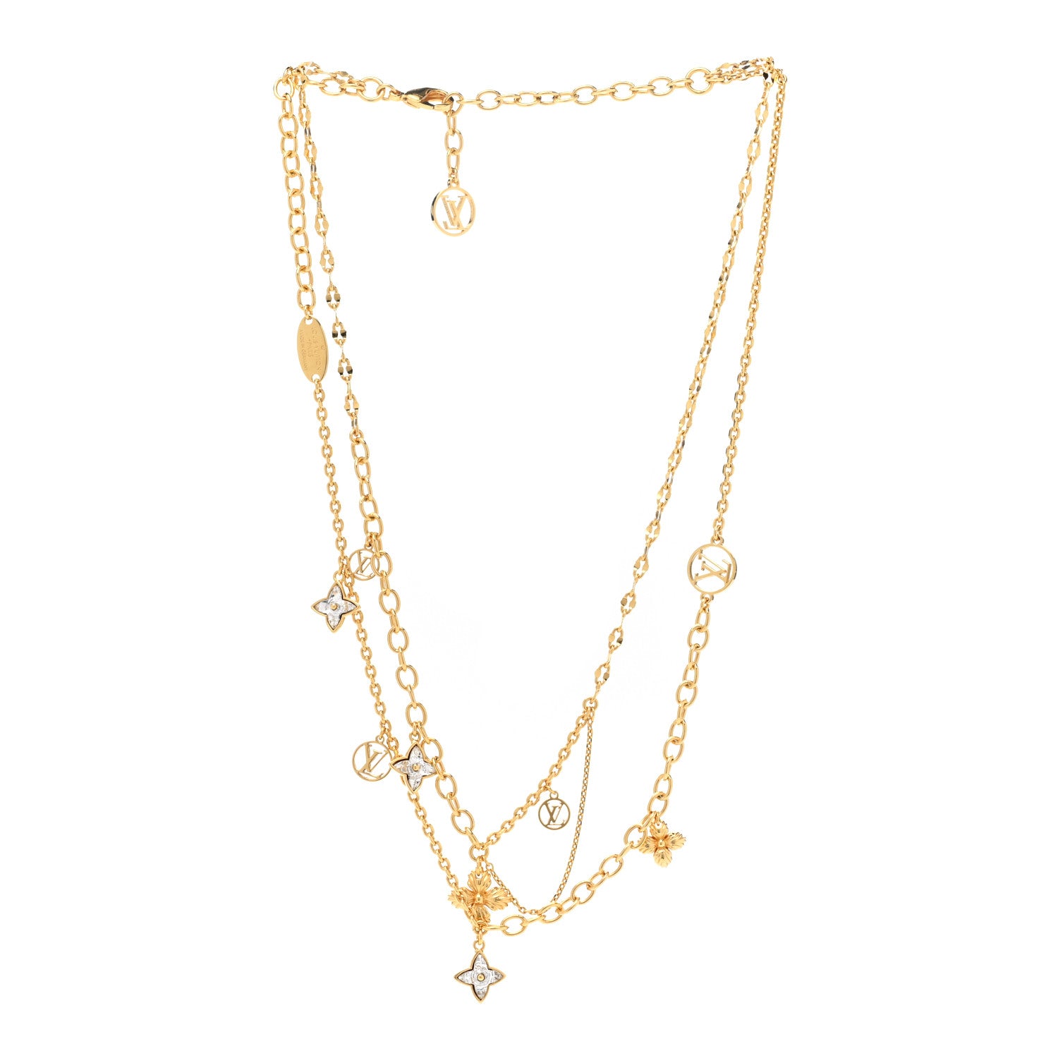 Louis Vuitton Metal Blooming Strass Necklace Gold 3 of 7
