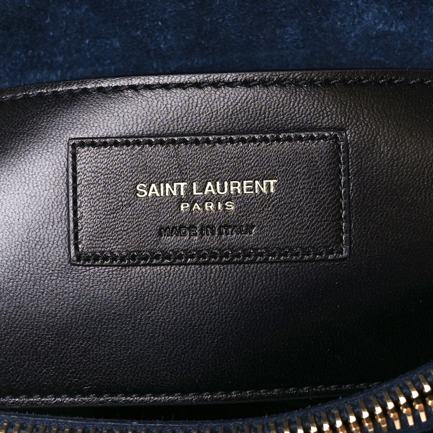 Saint Laurent Suede Mixed Matelasse Tri-Quilt Large Monogram Envelope Satchel Navy Blue 6 of 11