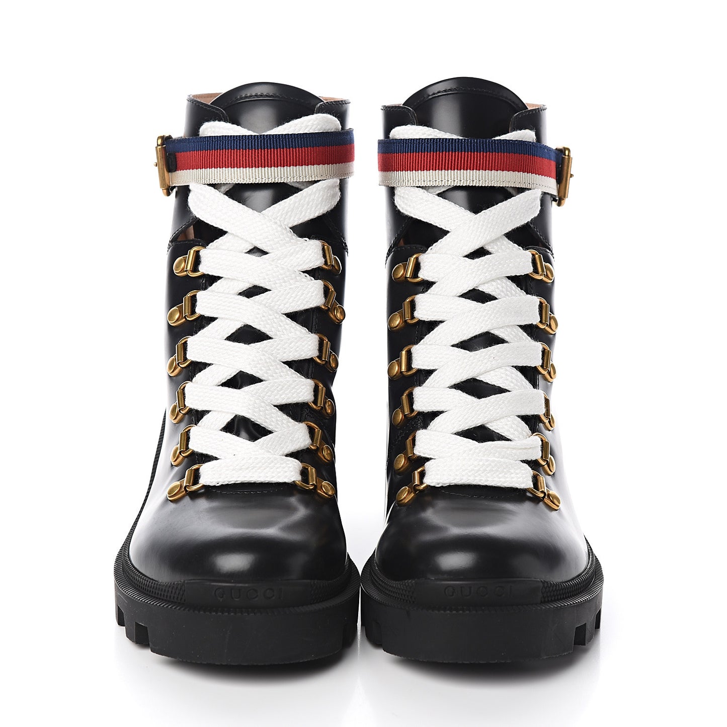 Calfskin Womens Sylvie Web Lace Up Combat Boots 37.5 Black