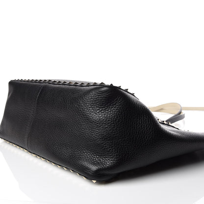 Valentino Garavani Grained Calfskin Medium Rockstud Reversible Tote Black Ivory 10 of 14