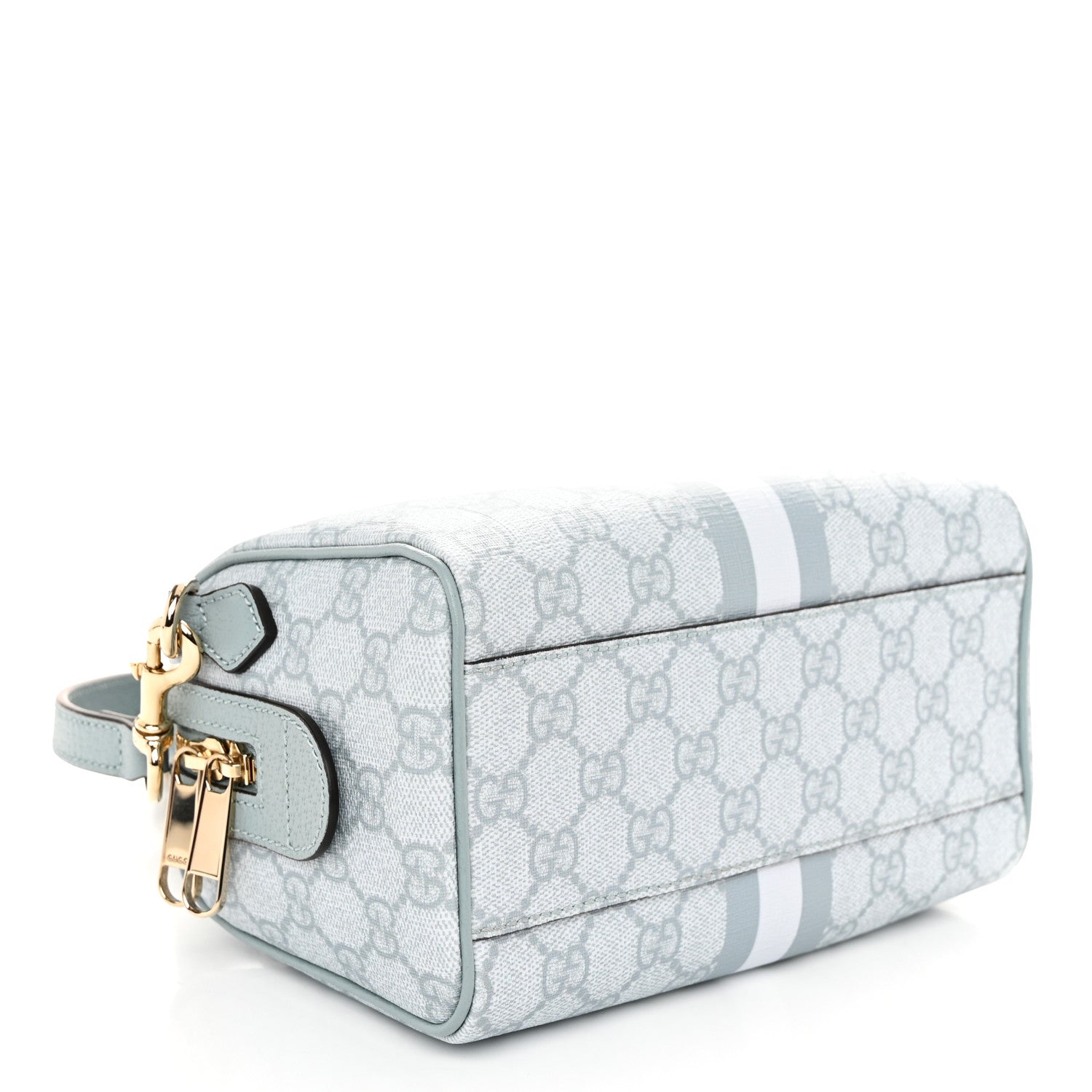 Gucci GG Supreme Monogram Textured Dollar Calfskin Web Mini Ophidia Top Handle Bag Dusty Blue 4 of 10