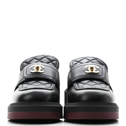 Chanel Lambskin Quilted CC Turnlock Loafers 35.5 Black 2 of 10