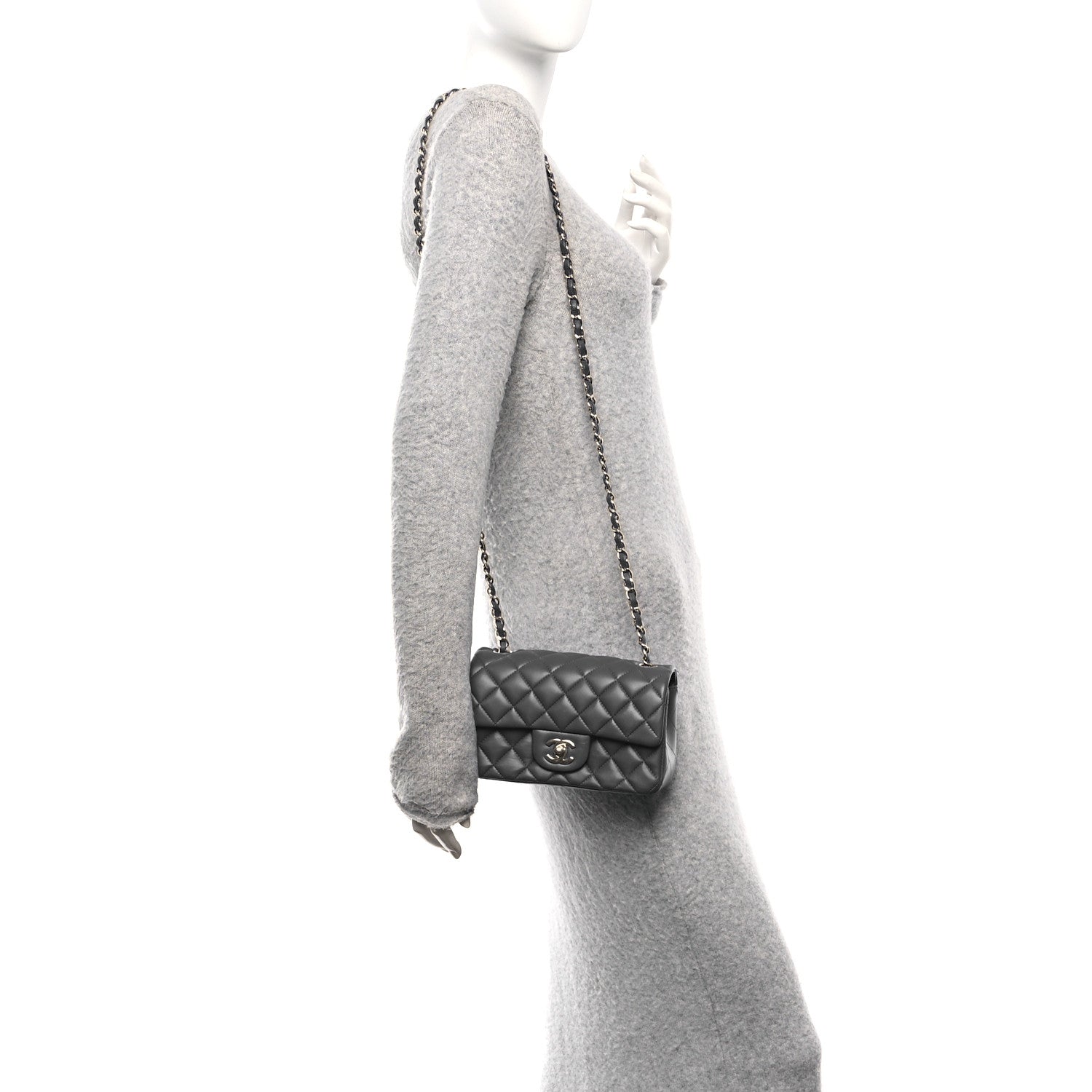 Chanel Lambskin Quilted Mini Rectangular Flap Blue 2 of 11