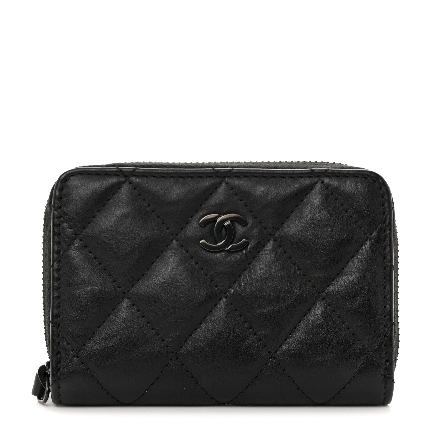 Chanel Calfskin Quilted Zip Coin Purse So Black 1 of 8