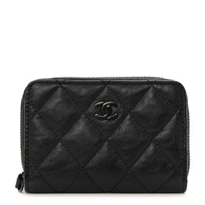 Chanel Calfskin Quilted Zip Coin Purse So Black 1 of 8