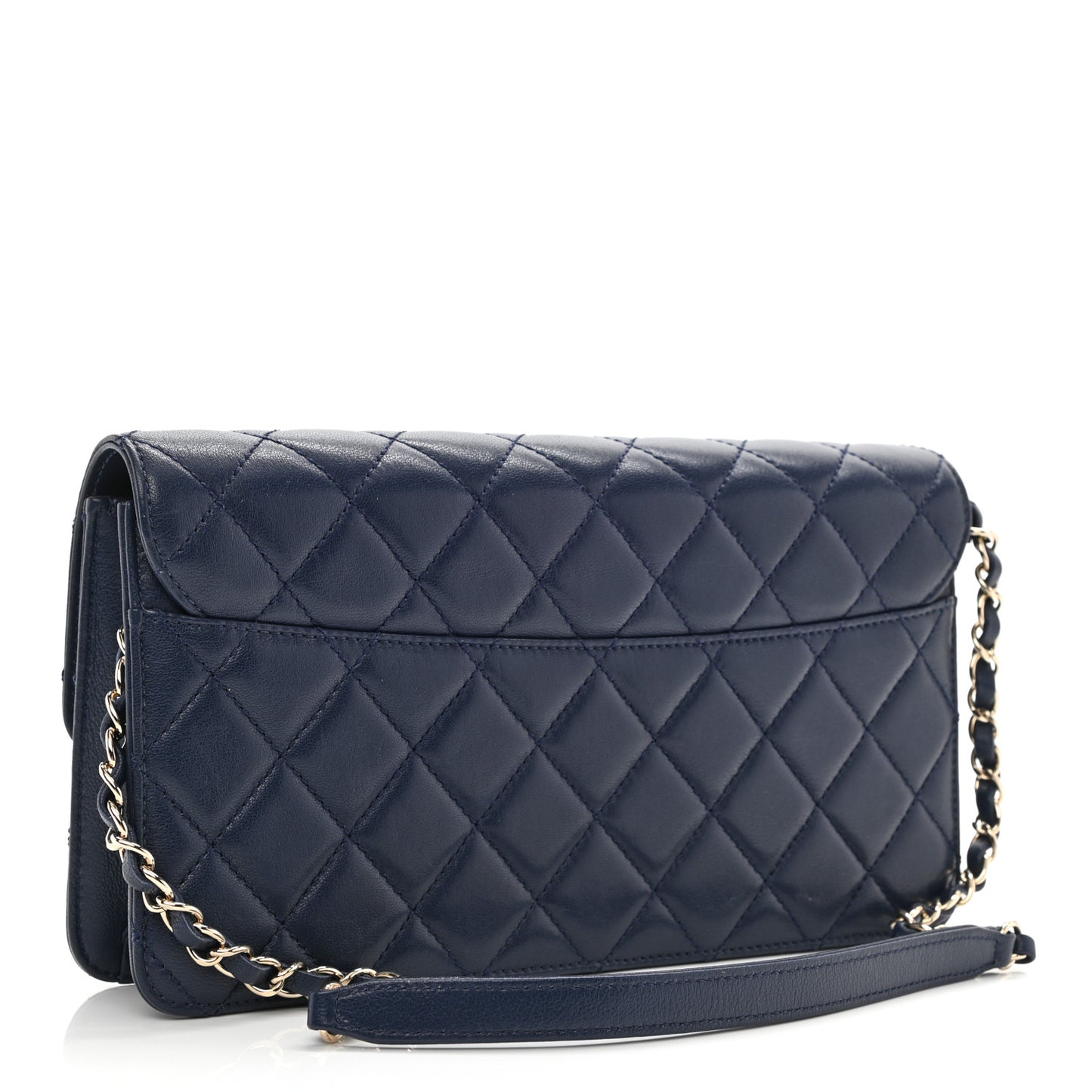 Sheepskin Quilted Small Beauty Lock Flap Navy