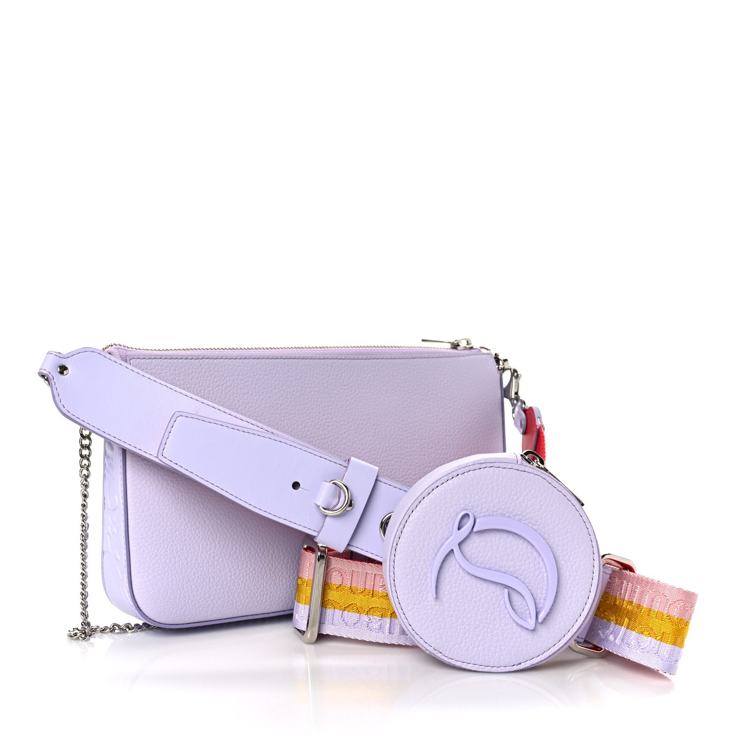Calfskin Empire Loubila Pouch on Chain Lilac Smoke Rosy