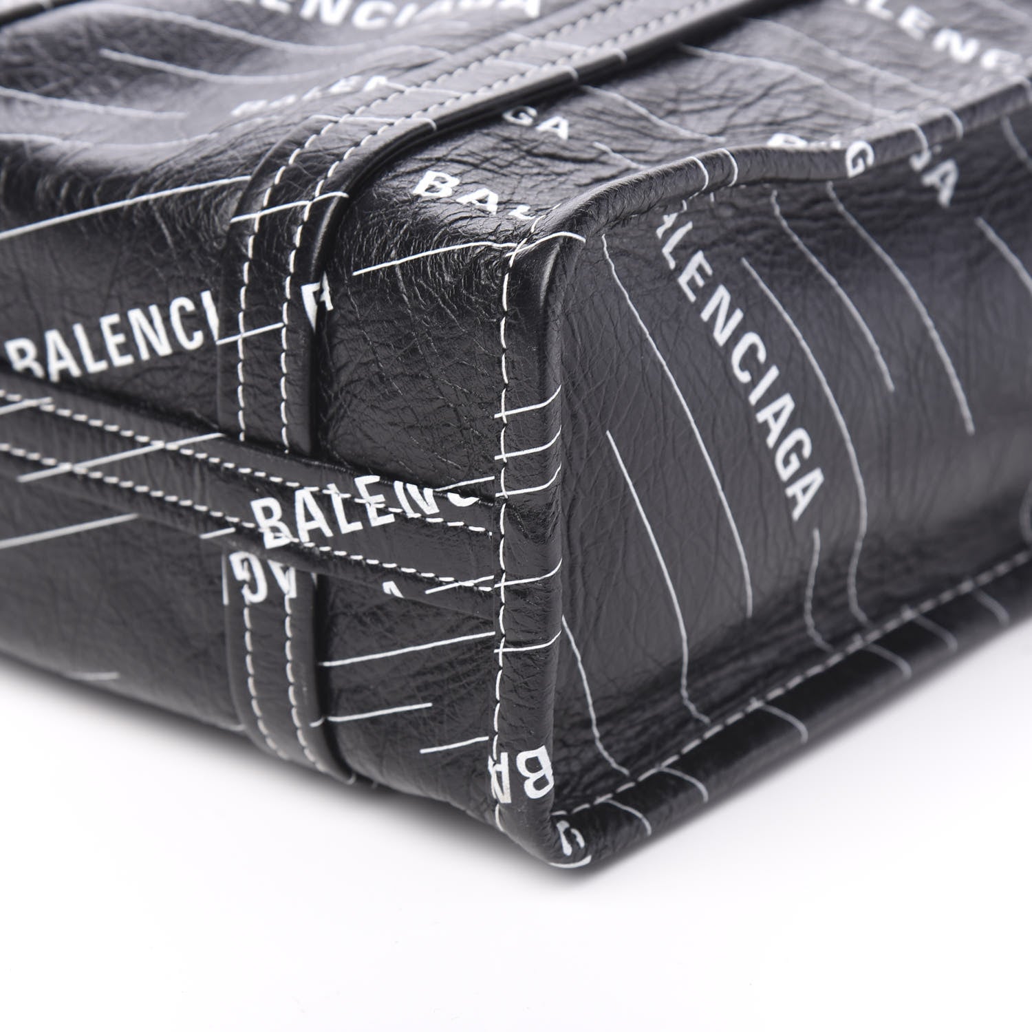 Balenciaga Agneau Arena Logo Multicolor Print XS Bazar Shopper Tote Black White 8 of 8