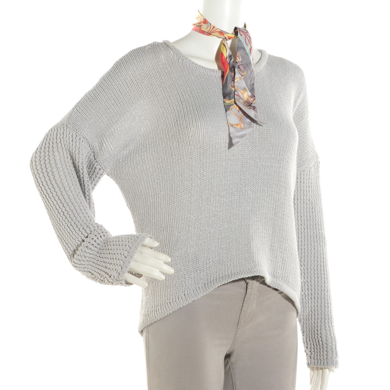 Hermes Silk Festival des Amazones Twilly Gris Jaune Corail 2 of 6