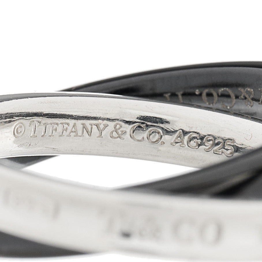 Tiffany Sterling Silver Titanium 1837 Interlocking Ring 49 4.75 4 of 6