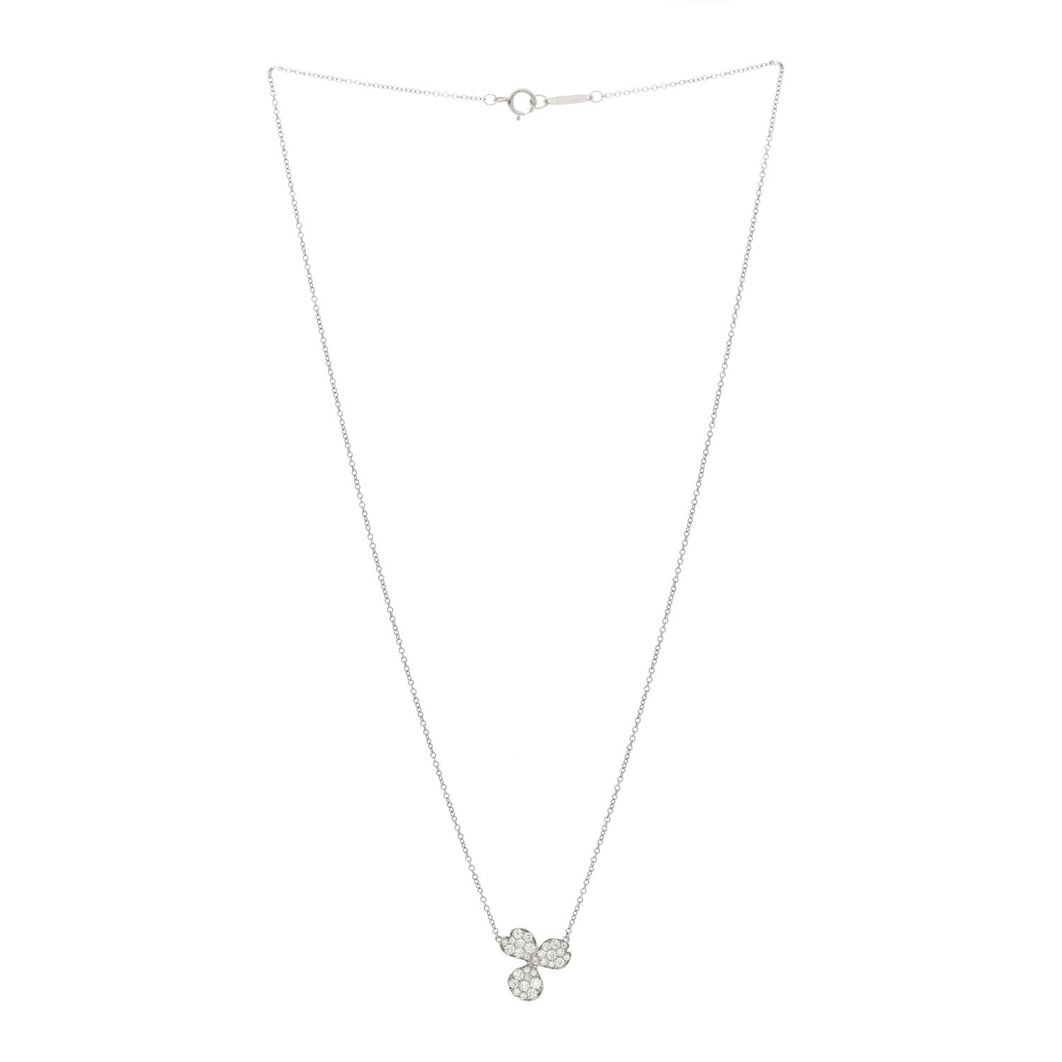 Tiffany Platinum Diamond Paper Flowers Pave Pendant Necklace 3 of 4