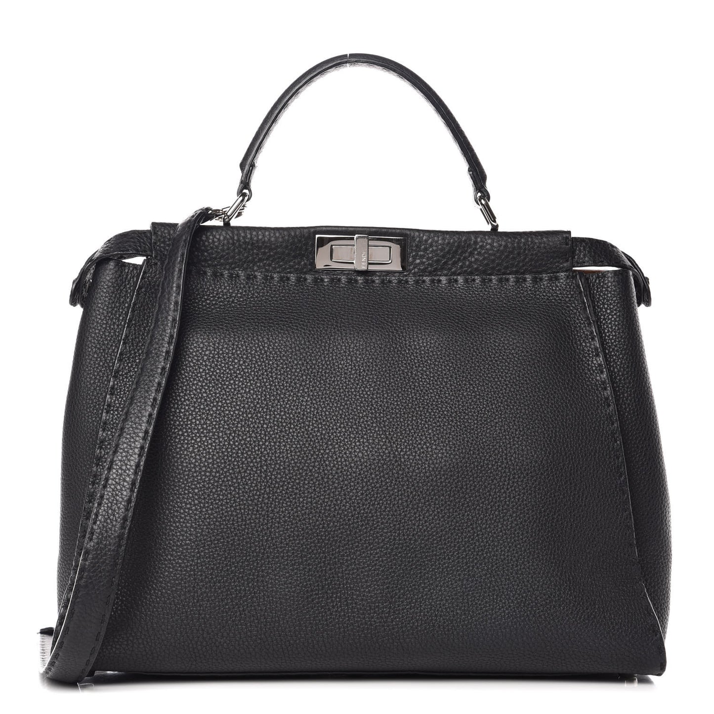 Cuoio Romano Selleria Bi-Color Large Peekaboo Iconic Satchel Black Mou