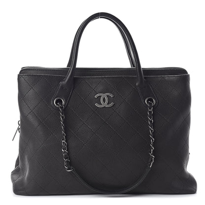 Chanel Grained Vegetal Calfskin Urban Shopping Tote Black 1 of 12