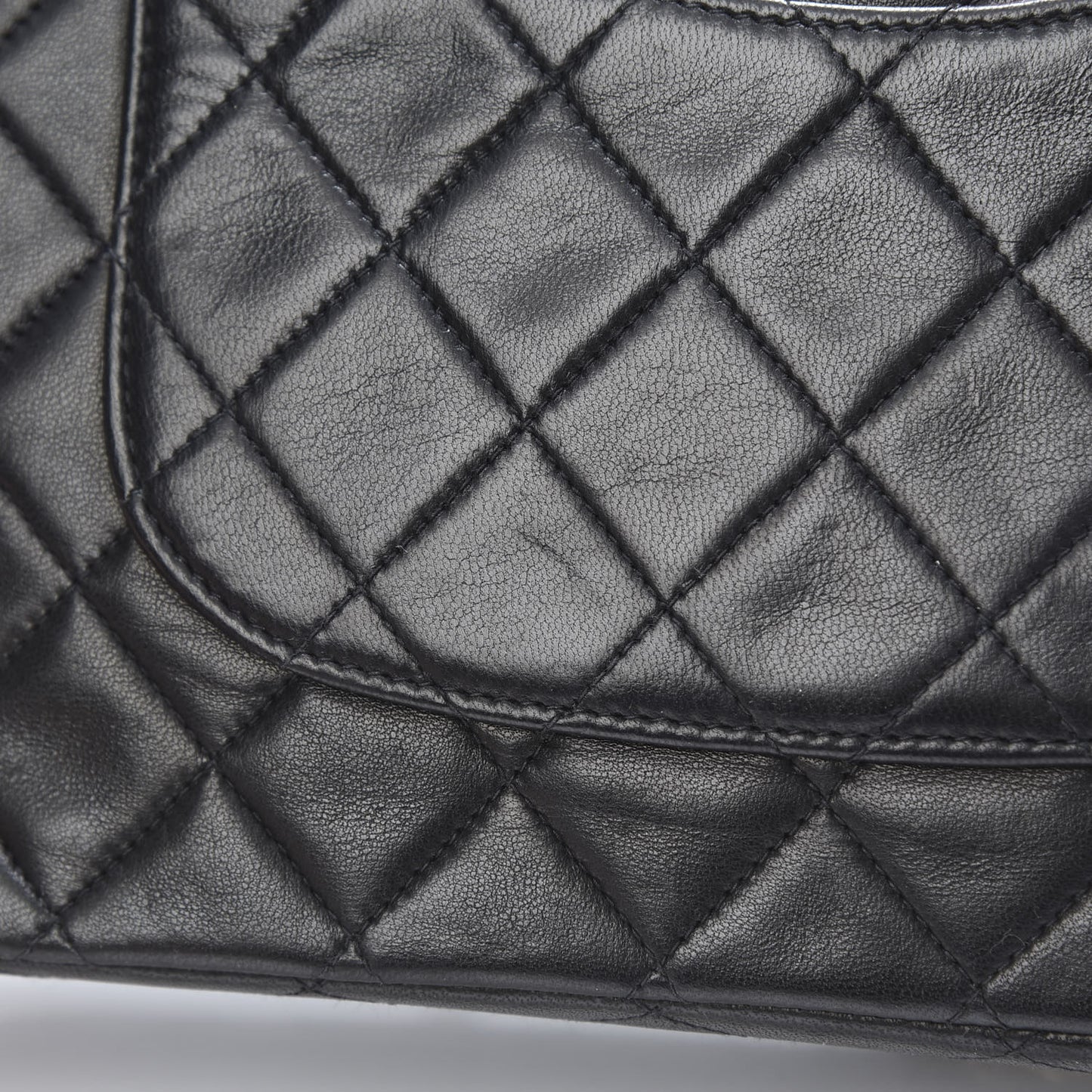 Lambskin Quilted Medium Double Flap Black