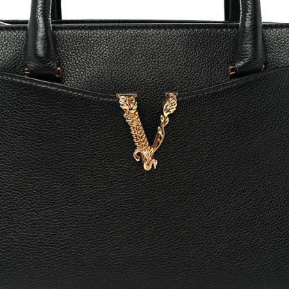 Versace Grainy Calfskin Virtus Top Handle Tote Black 7 of 9