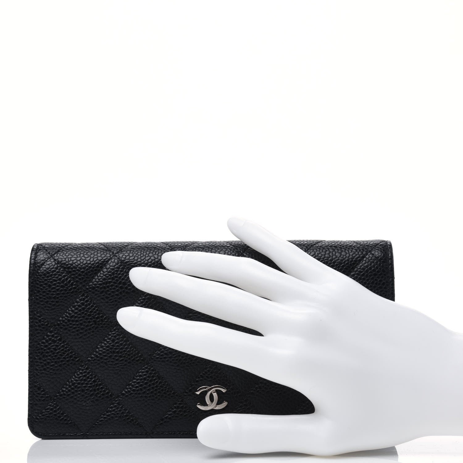 Chanel Caviar Quilted Yen Wallet Black 2 of 19