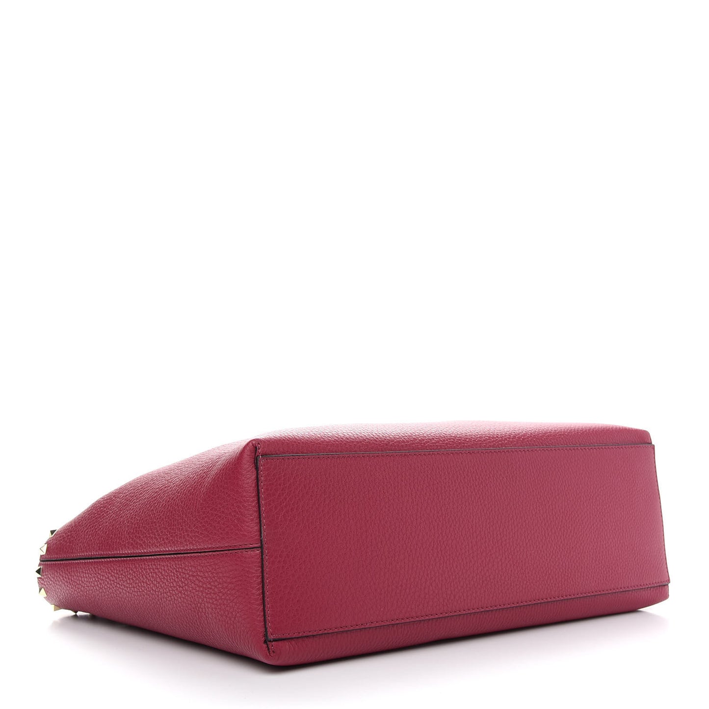 Grained Calfskin Rockstud Shoulder Tote Deep Cyclamin