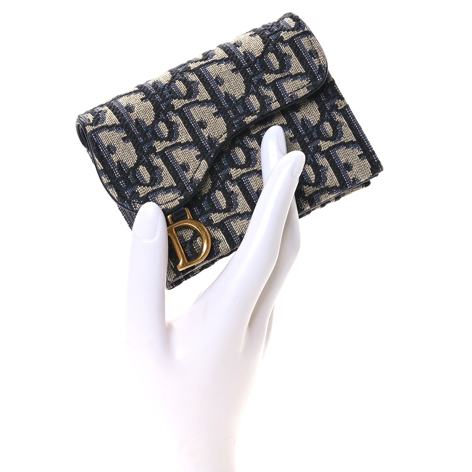 Christian Dior Oblique Saddle 5-Gusset Card Holder Blue 2 of 8