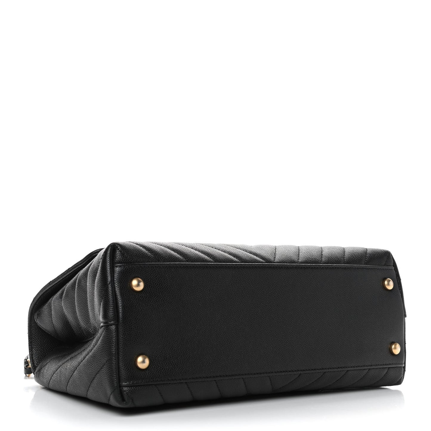 Caviar Chevron Quilted Small Coco Handle Flap Black