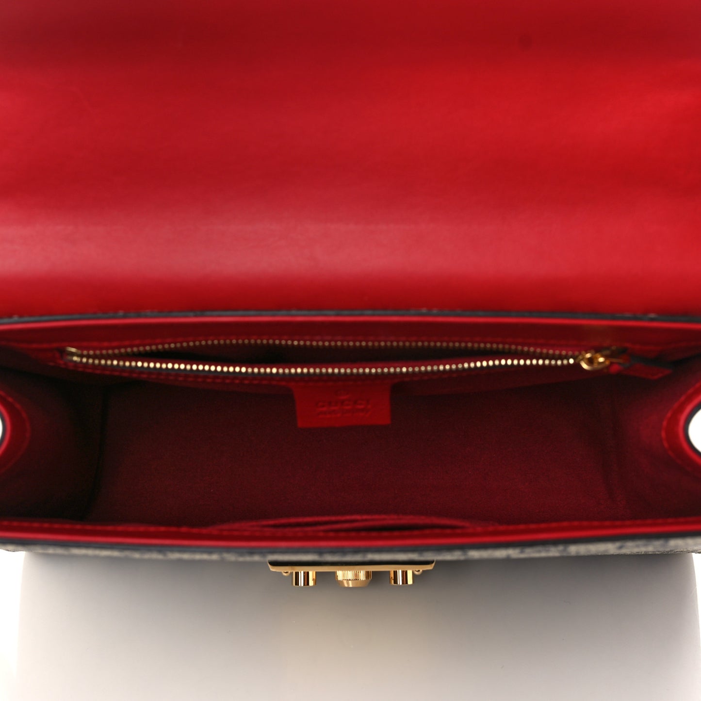 GG Supreme Monogram Moon Calfskin Medium Padlock Shoulder Bag Beige Blue Hibiscus Red Mystic White