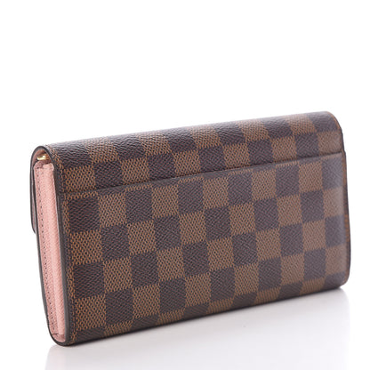 Louis Vuitton Damier Ebene Sarah Wallet NM Rose Ballerine 3 of 9