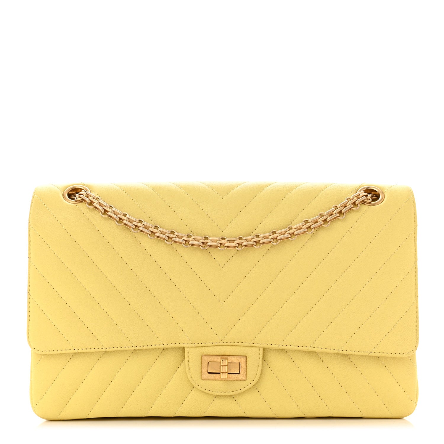 Chanel Sheepskin Chevron Quilted 2.55 Reissue 226 Flap Yellow 1 of 11