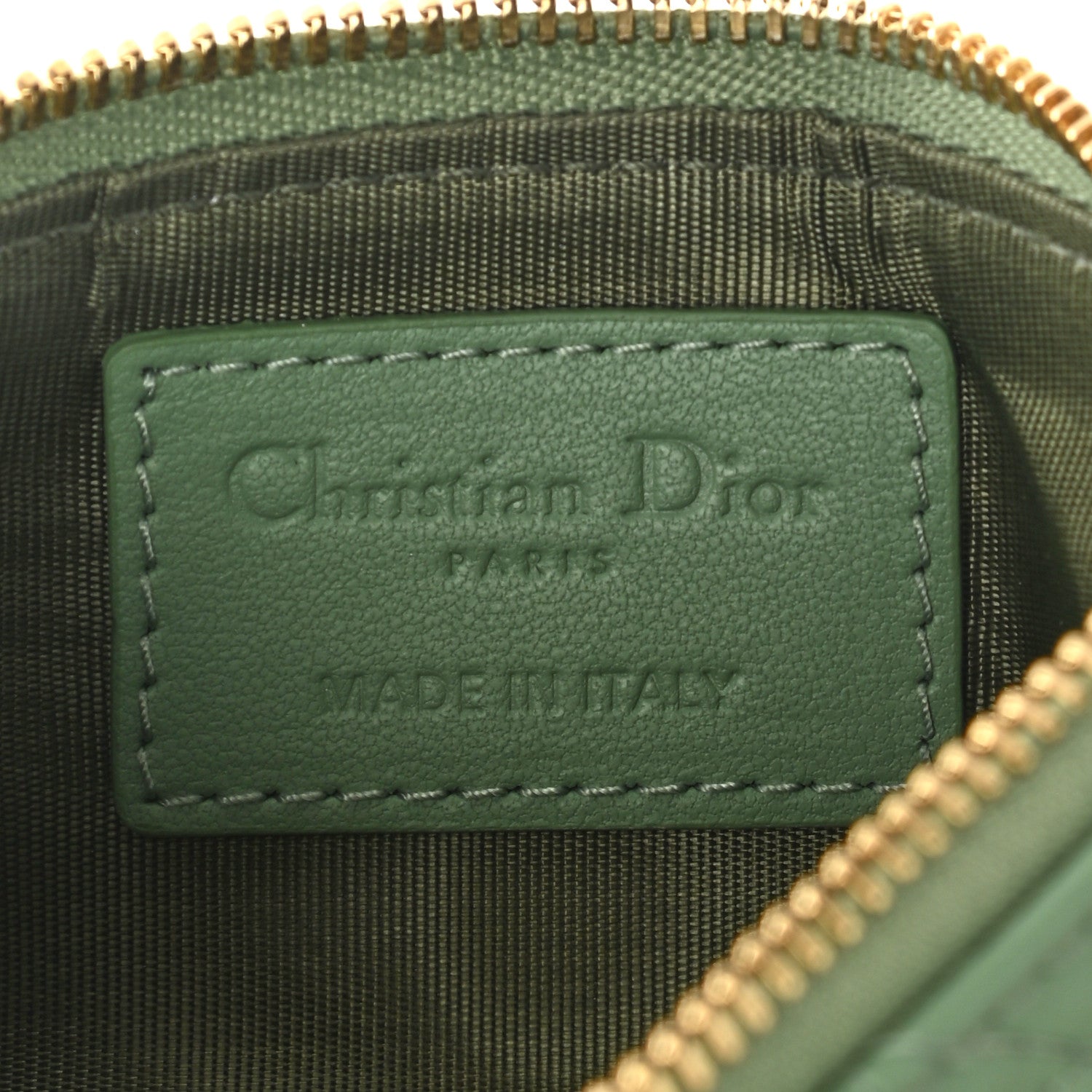Christian Dior Lambskin Cannage Lady Dior Zipped Key Case Green 6 of 7