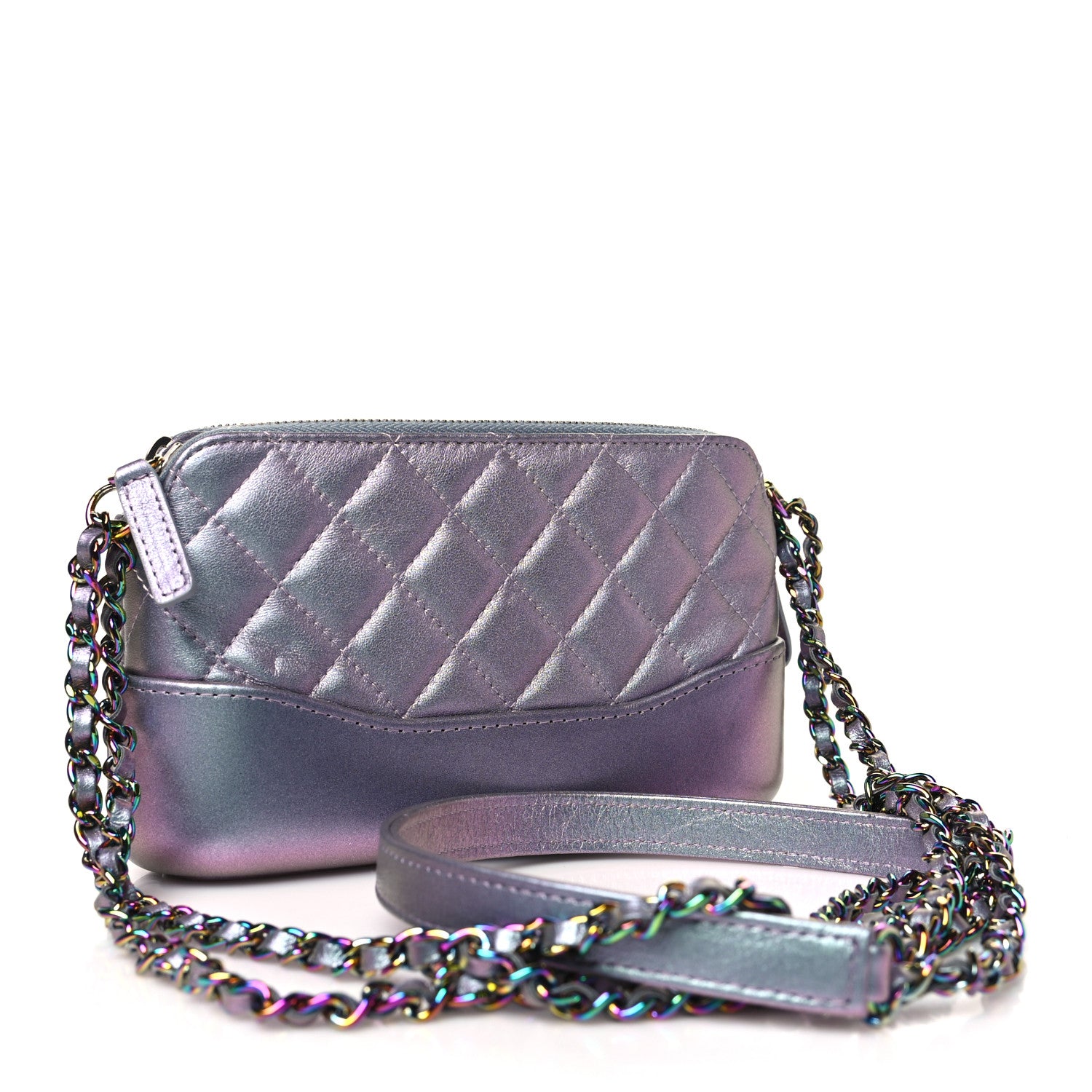 Chanel Iridescent Lambskin Calfskin Quilted Small Gabrielle Clutch With Chain Light Purple 3 of 11