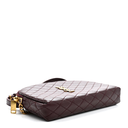 Saint Laurent Lambskin Quilted Gaby Zipped Pouch Hot Wine 4 of 11