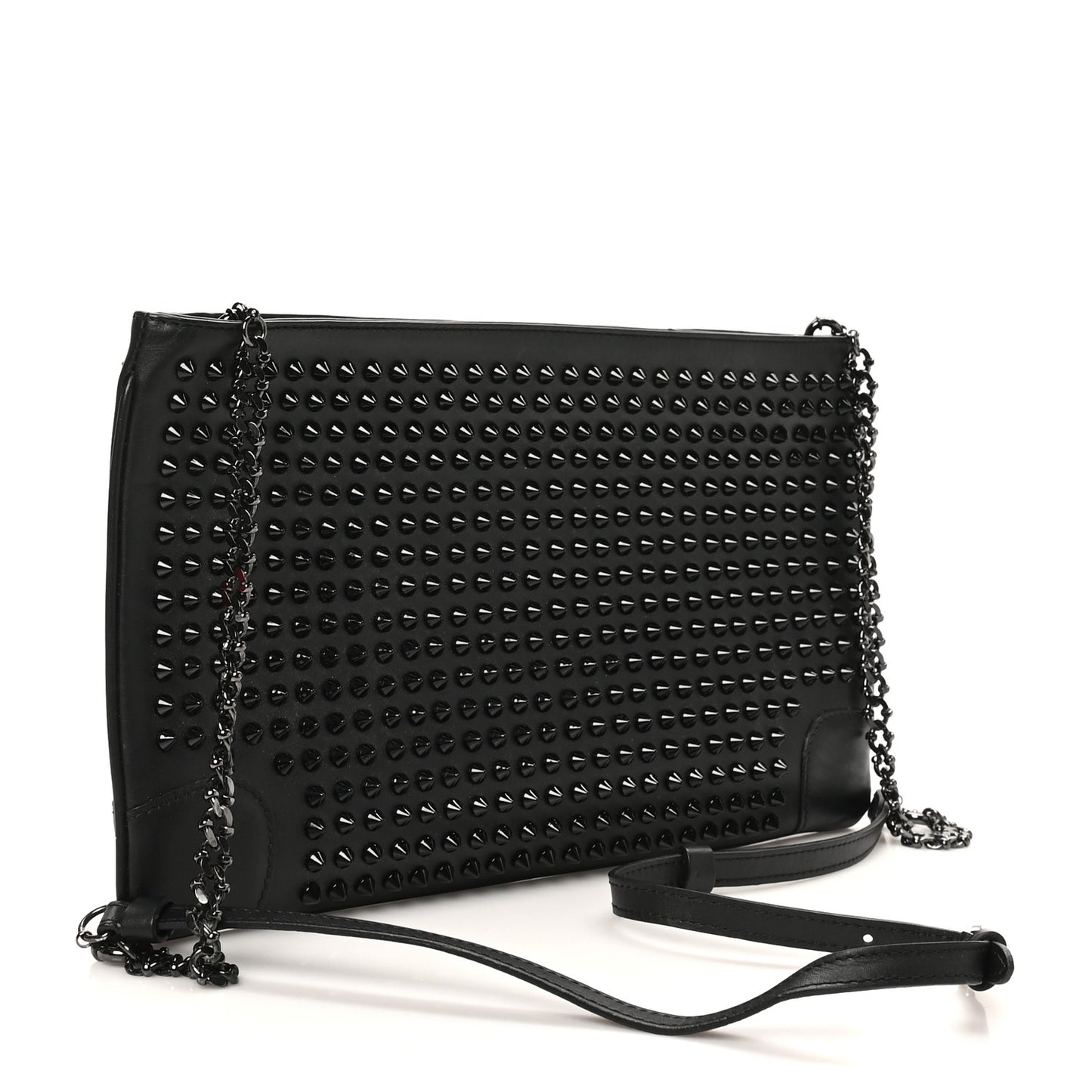 Calfskin Studded Loubiposh Clutch Black