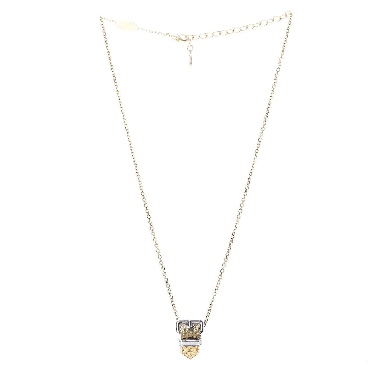 Louis Vuitton Nanogram Buckle Pendant Necklace Gold 3 of 5
