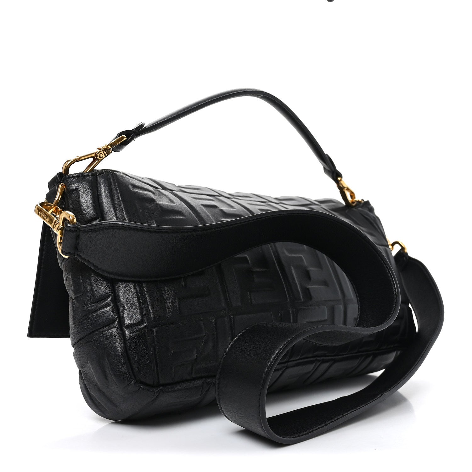 Fendi Nappa FF 1974 Embossed Large Baguette Black 3 of 10
