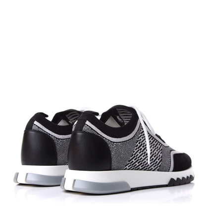 Hermes Knit Bi-Color Womens Addict Sneakers 39.5 Black White 4 of 9