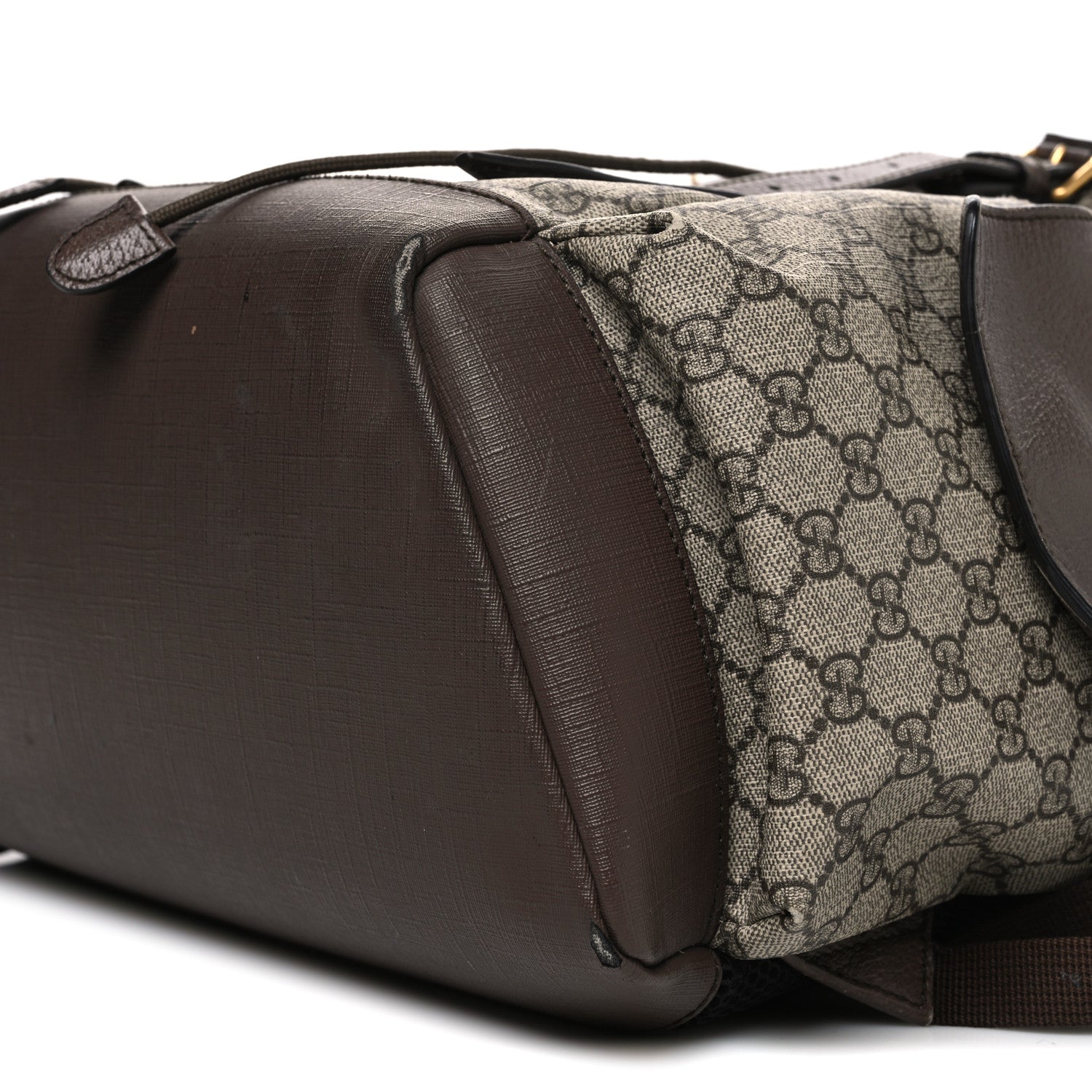 Gucci GG Supreme Monogram Medium Ophidia Double Buckle Backpack Brown 9 of 12