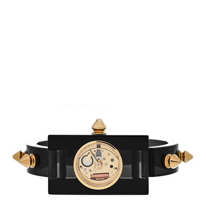 Gucci Stainless Steel Plexiglass 24mm Skeleton Stud Quartz Watch Black 2 of 4