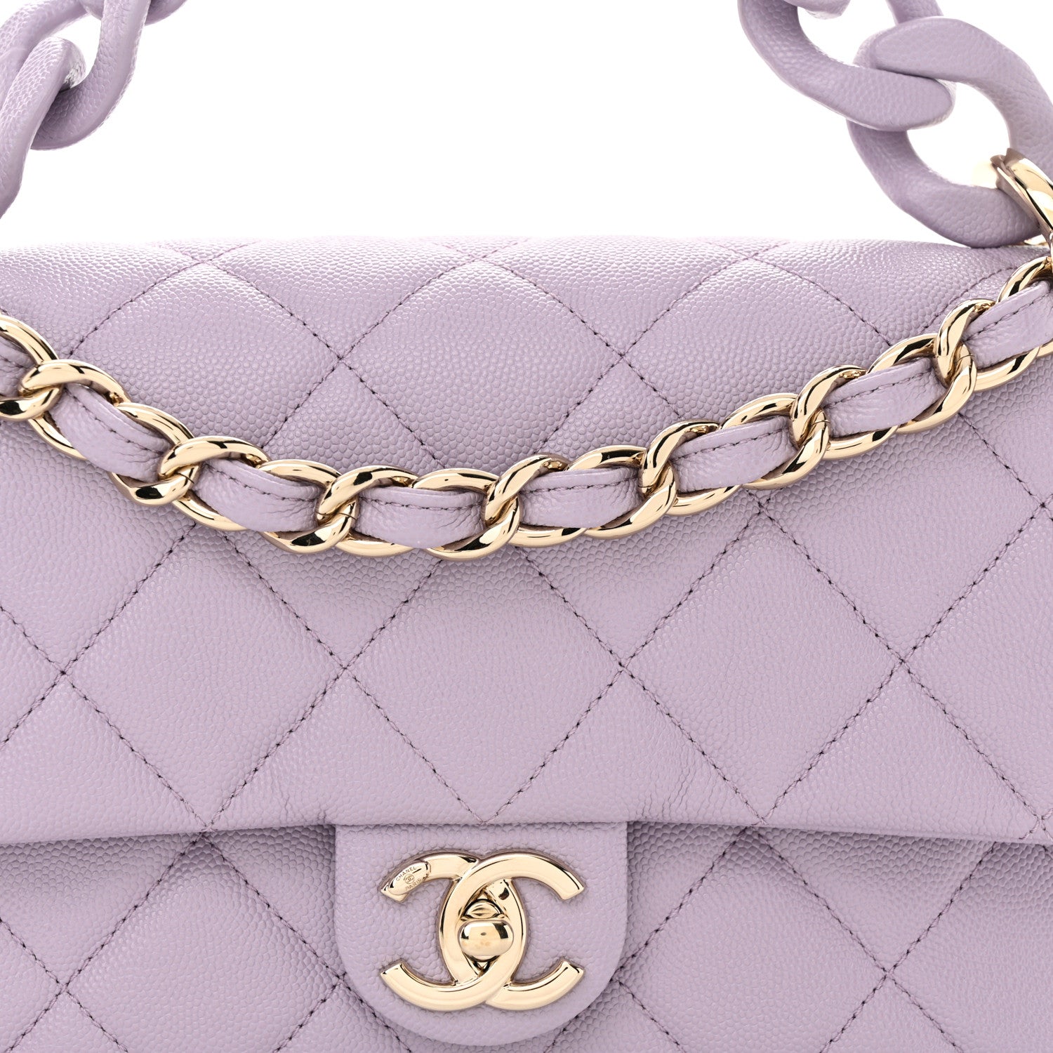 Chanel Caviar Quilted Dual Handle Chain Flap Bag Light Purple 8 of 10