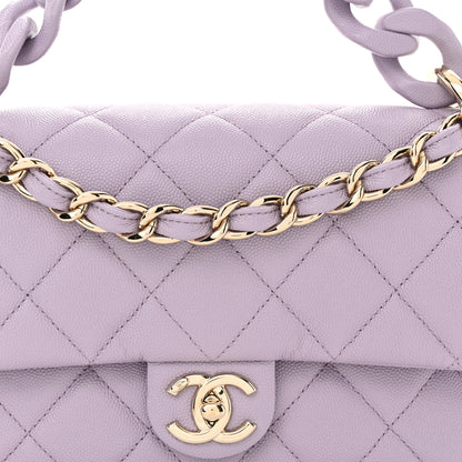 Chanel Caviar Quilted Dual Handle Chain Flap Bag Light Purple 8 of 10