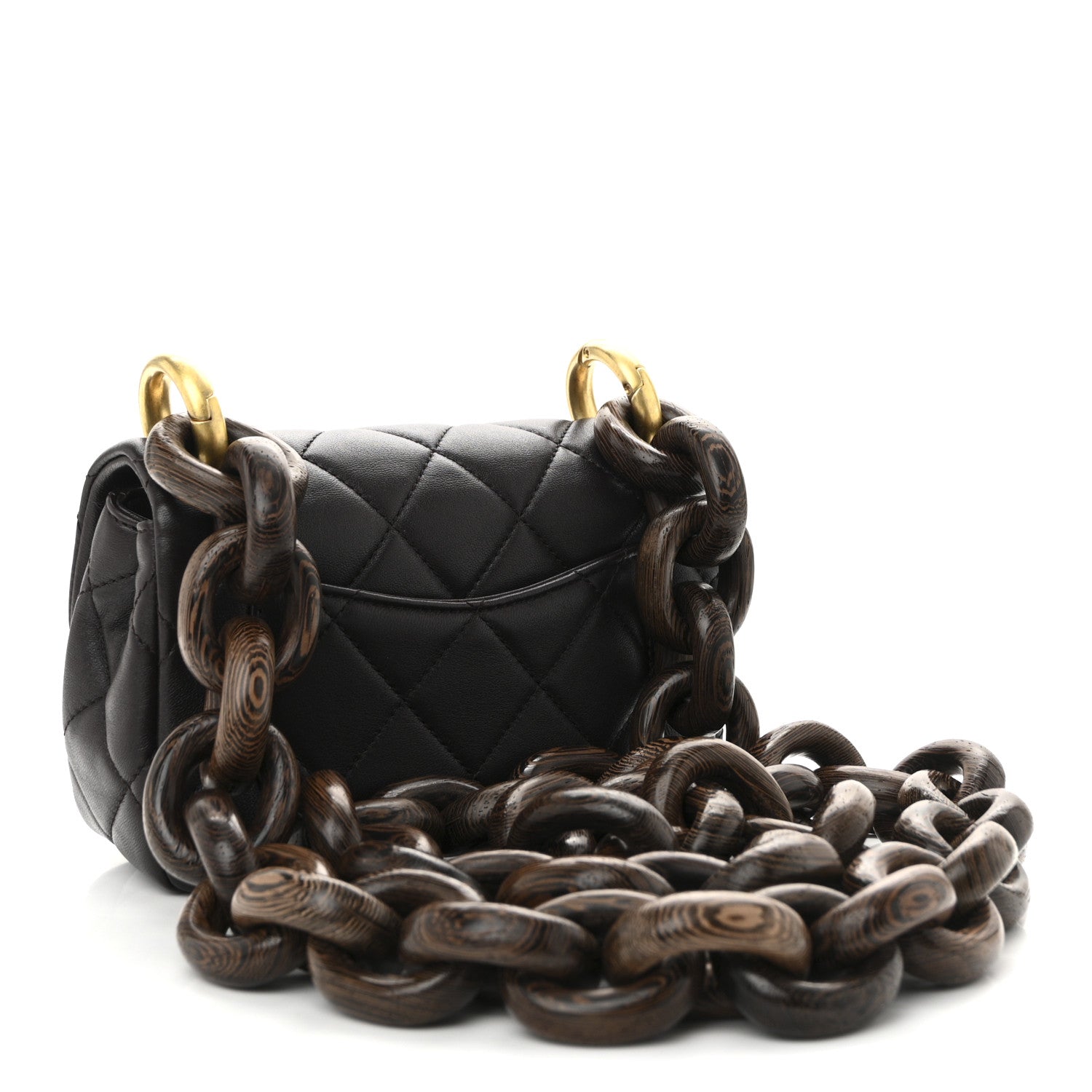 Chanel Lambskin Wenge Quilted Mini Fashion Wood Square Flap Dark Purple 3 of 11