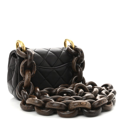 Chanel Lambskin Wenge Quilted Mini Fashion Wood Square Flap Dark Purple 3 of 11