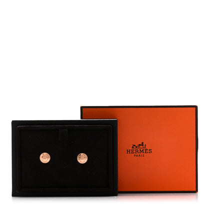 Hermes 18K Rose Gold TPM Ex-Libris Stud Earrings 5 of 5