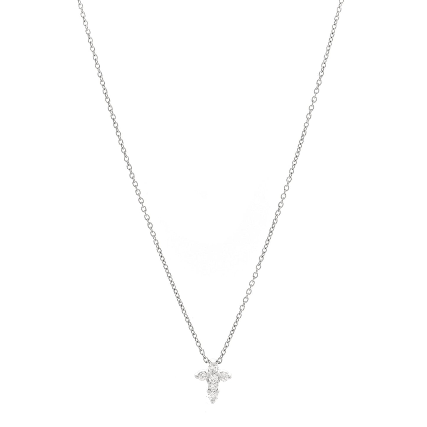 18K White Gold Diamond Tiny Treasures Baby Cross Pendant Necklace