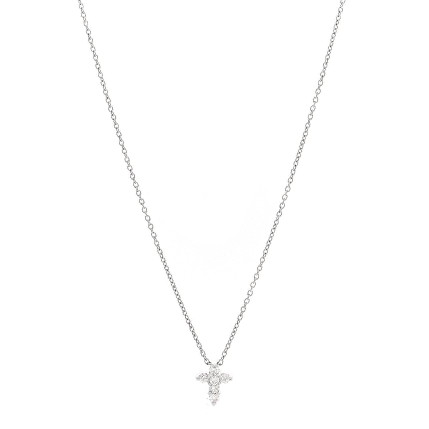 Roberto Coin 18K White Gold Diamond Tiny Treasures Baby Cross Pendant Necklace 1 of 4