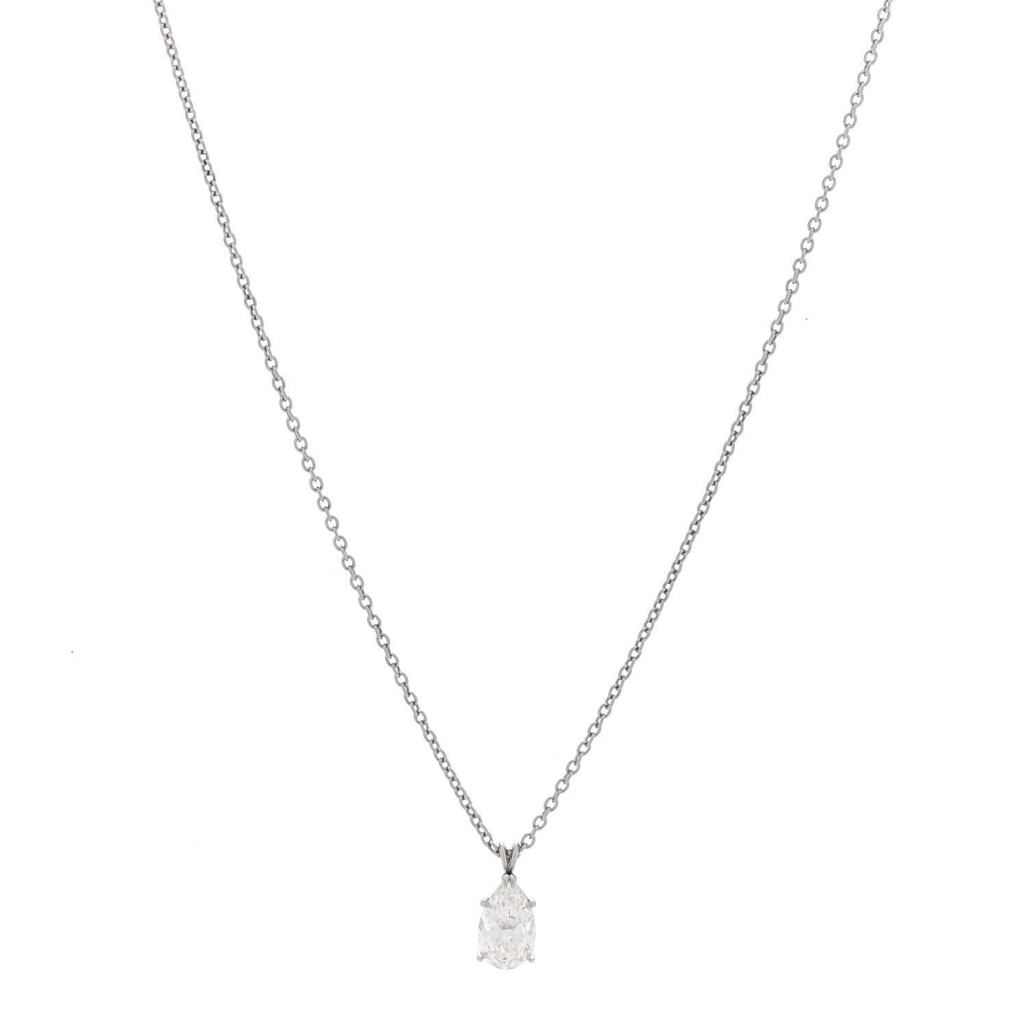 Harry Winston Platinum Diamond 1.01ct Pear Solitaire Pendant Necklace 1 of 6