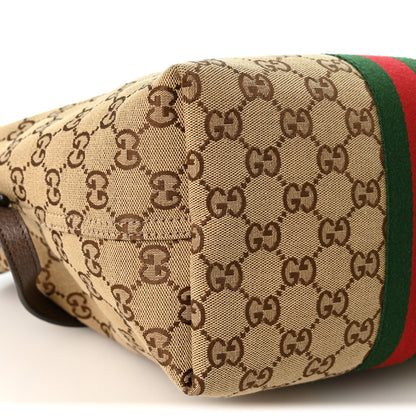 Gucci Monogram Web Small Giglio Tote Beige Dark Brown 9 of 10
