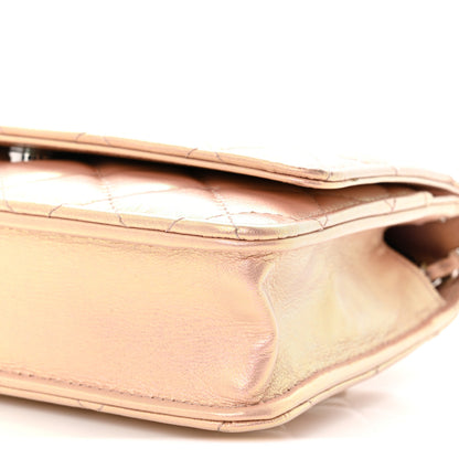 Chanel Iridescent Calfskin Quilted Wallet On Chain WOC Pink 11 of 11
