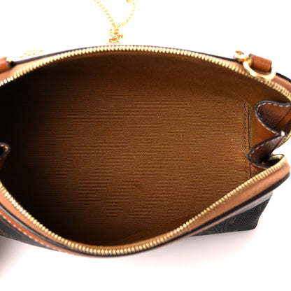 Celine Lambskin Triomphe Canvas Embroidered Logo Clutch With Chain Tan 5 of 10