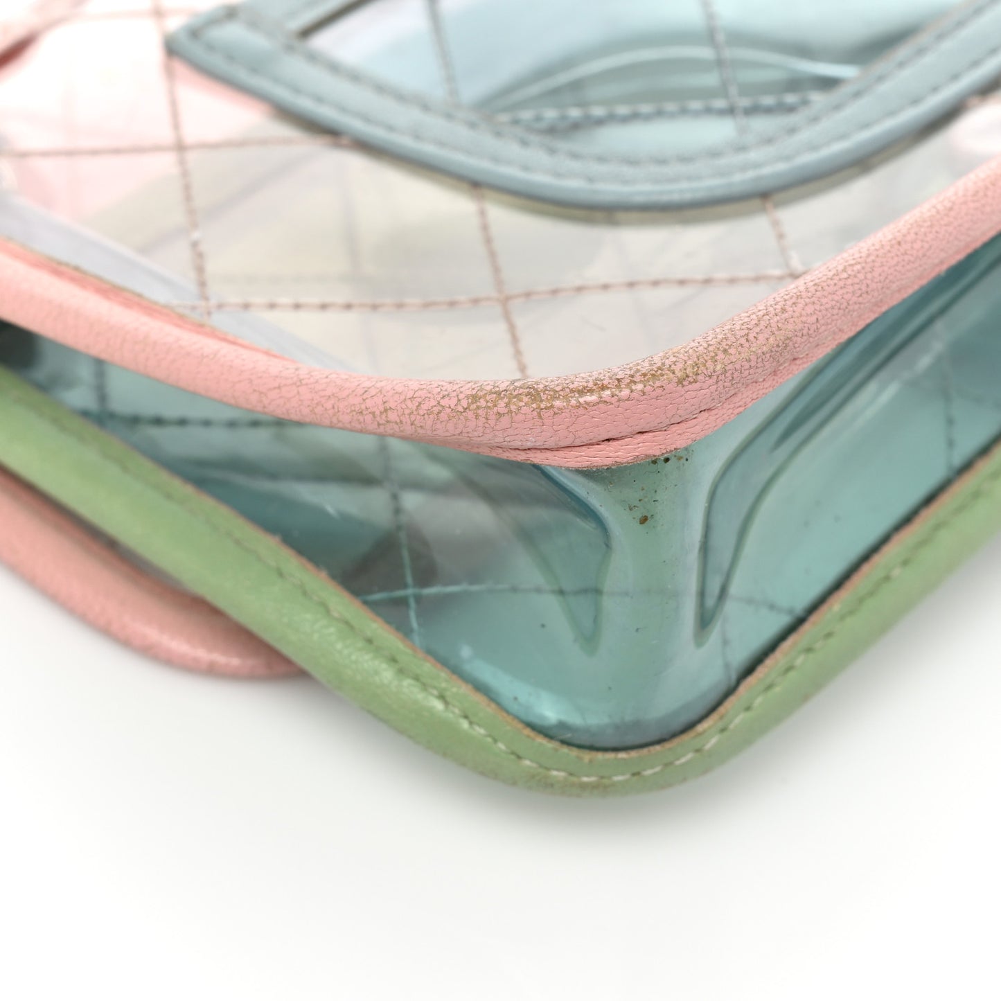 Lambskin PVC Quilted Mini Coco Splash Flap Blue Green