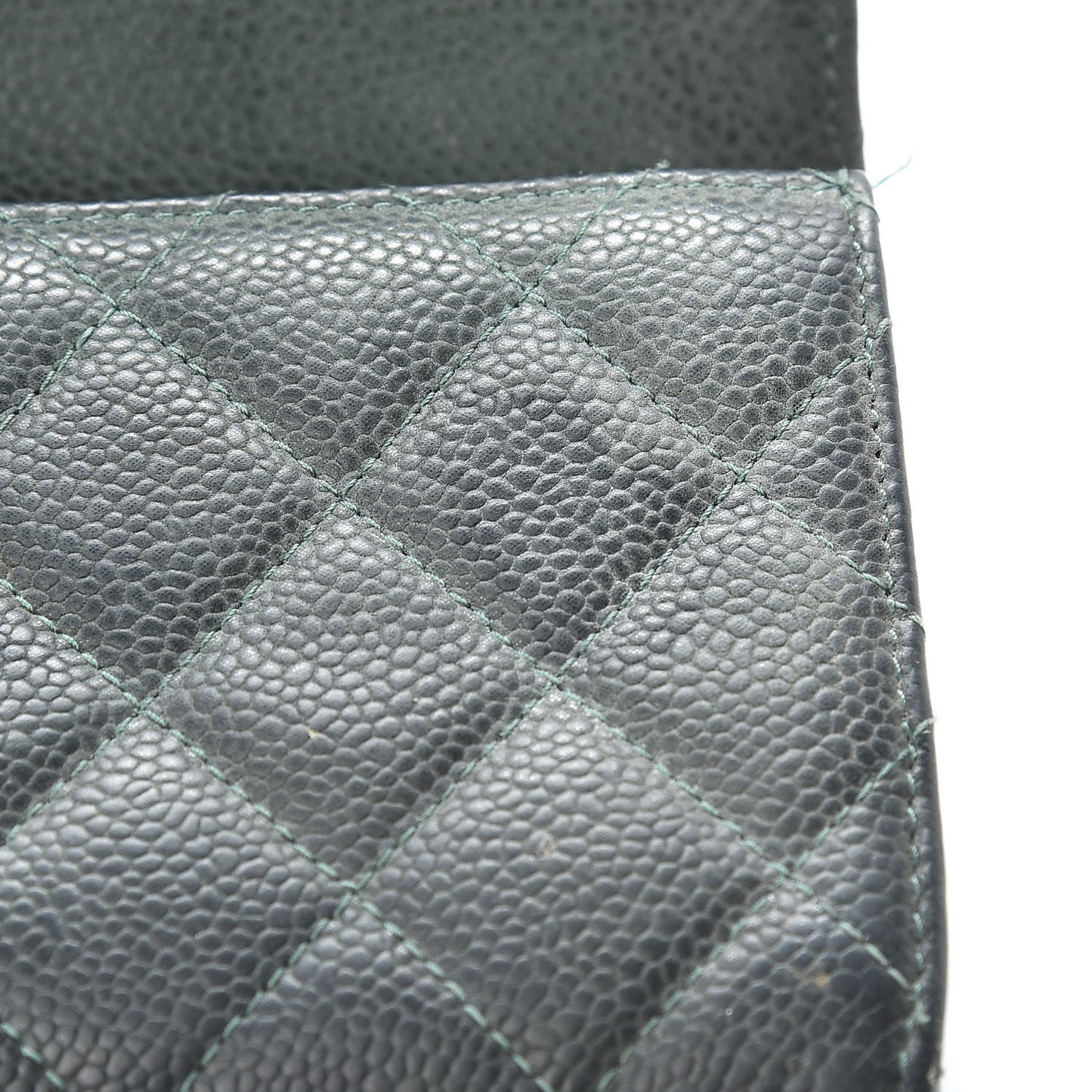 Iridescent Caviar Quilted Large Flap Wallet