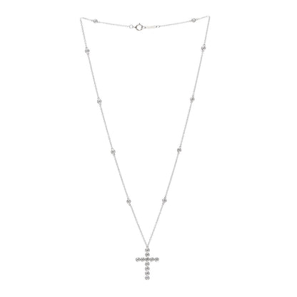 Tiffany Platinum Diamond Small Jazz Cross Pendant Necklace 3 of 6